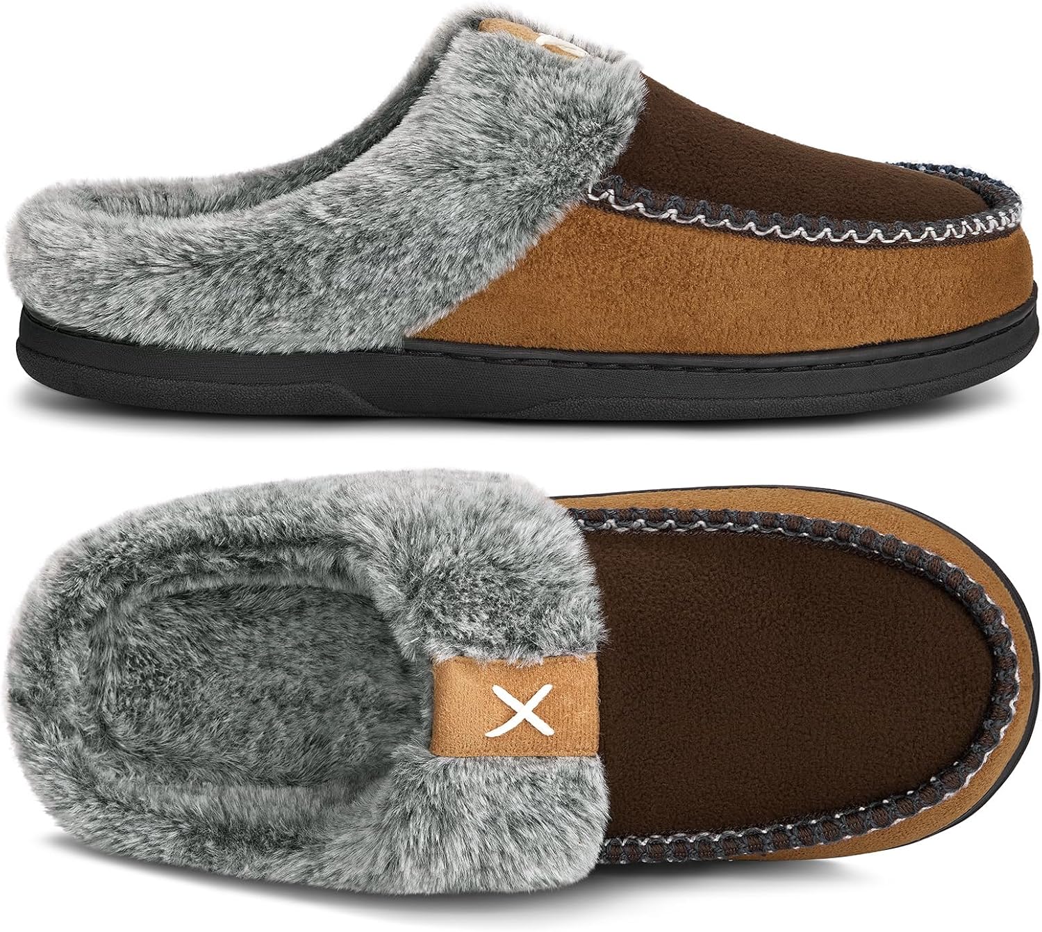 

Тапочки ATHMILE для мужчин, мокасины с эффектом памяти, пушистые мужские тапочки, удобные домашние тапочки для носки в помещении и на улице, мягкая плюшевая подкладка, нескользящая резиновая подошва, для спальни, серый