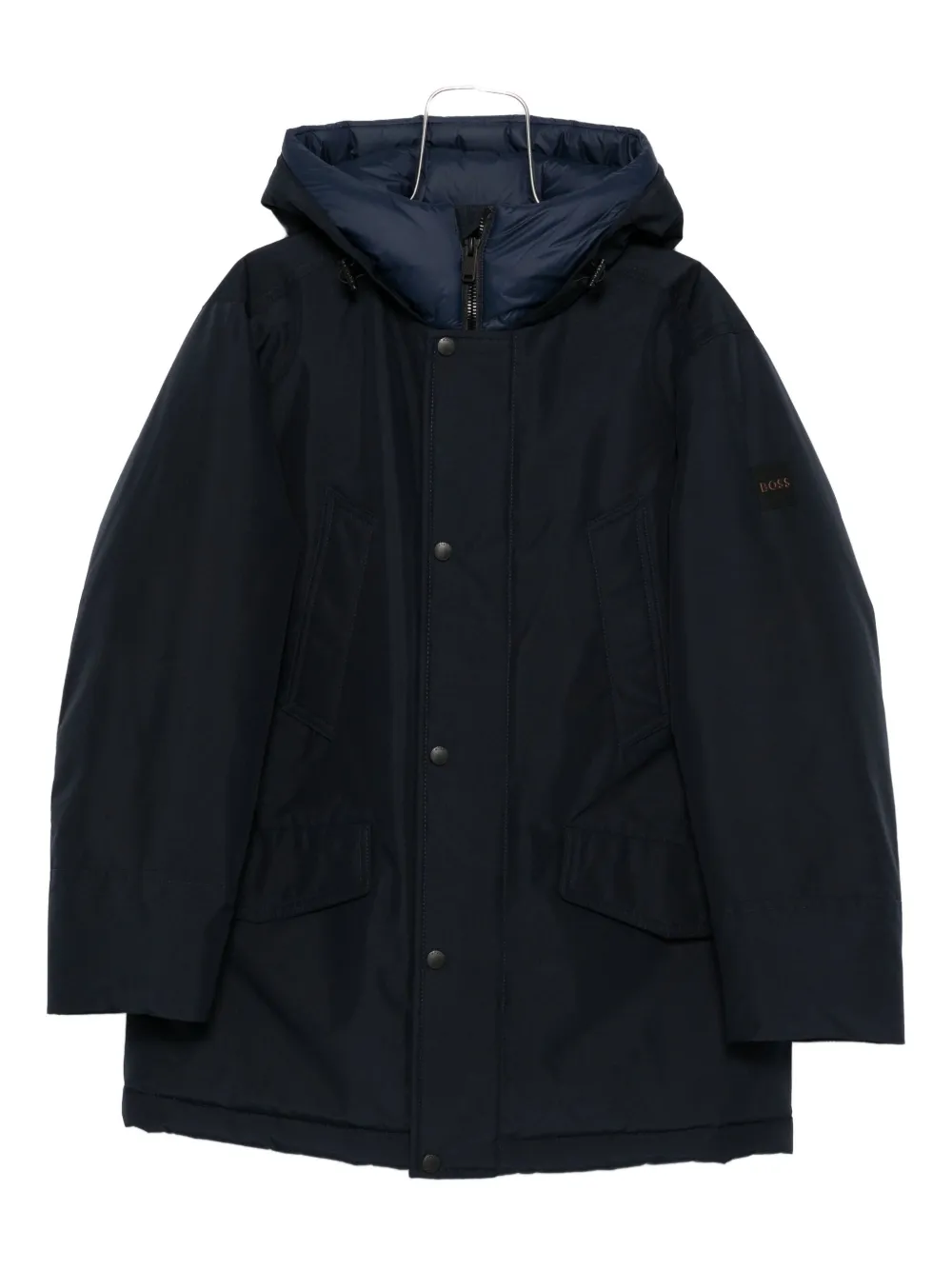 

Куртка с капюшоном и застежкой на пуговицы BOSS, синий