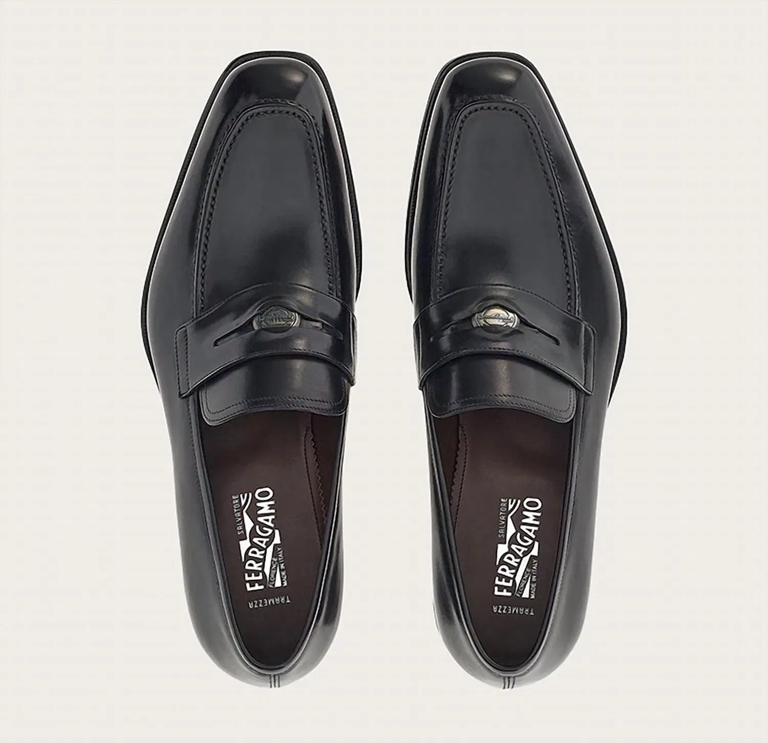 Salvatore Ferragamo Мужские кожаные лоферы Penny черного цвета — фото 4