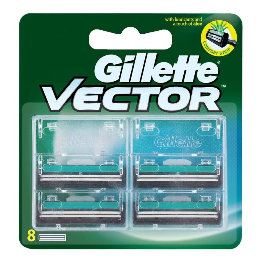

Gillette Vector Blades 8'S ใบมีดโกนหนวด กำจัดขน, Green