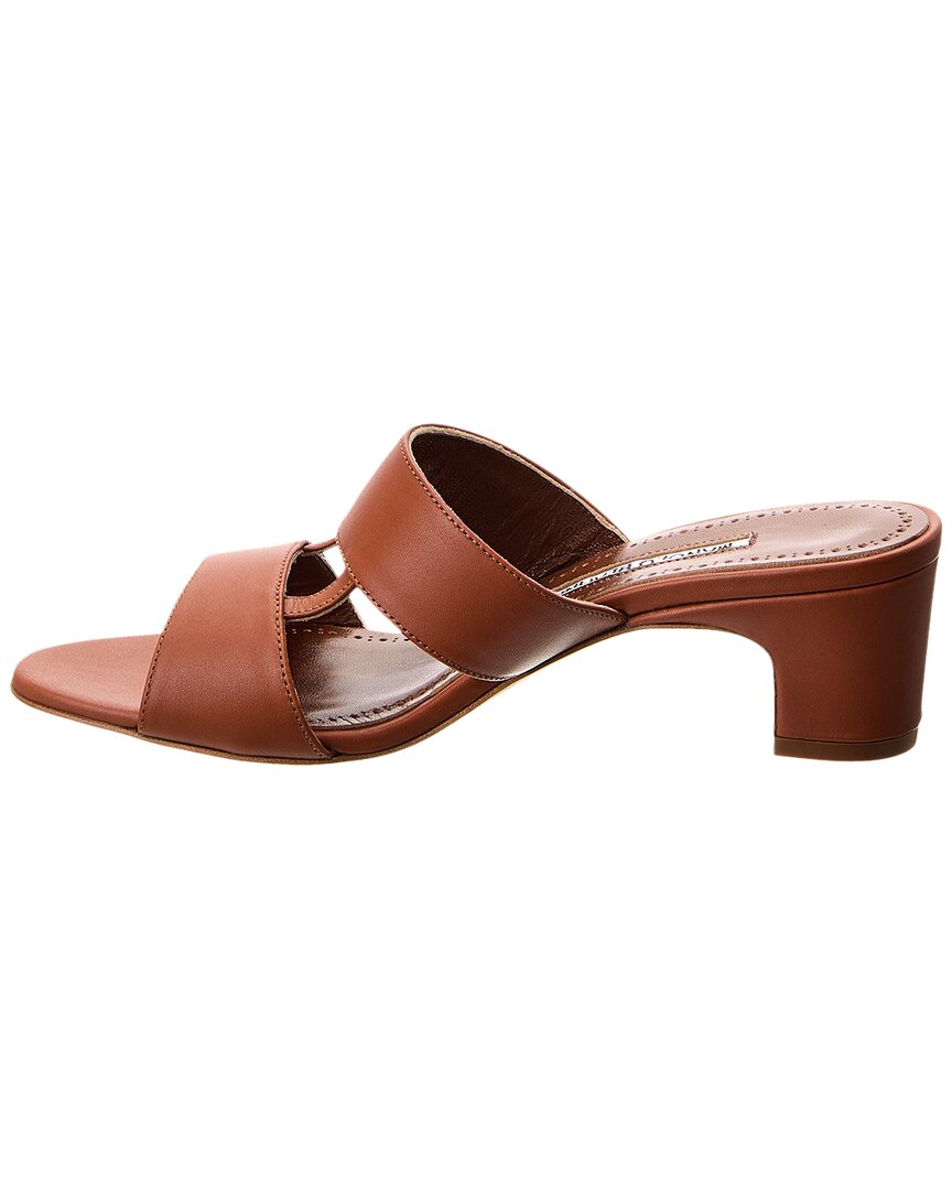 DNU Manolo Blahnik Chus 50 Leather Sandal (Authentic Pre-Owned), черный — фото 2