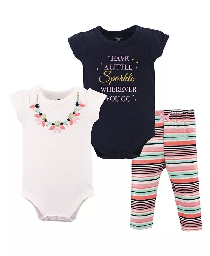 

Комплект из хлопкового боди и брюк Baby Girls Treasure, ожерелье с бантом Little Treasure, розовый