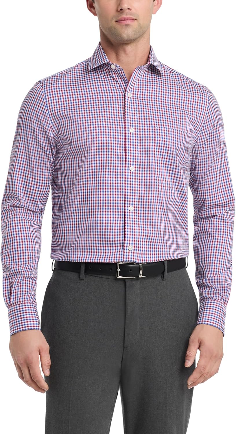 

Мужская рубашка Tommy Hilfiger, классический крой, не гладится, в клетку, Rouge