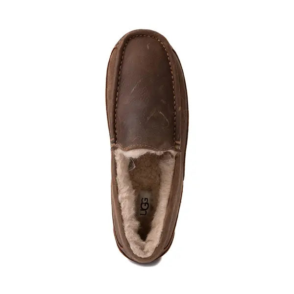 Мужские матовые кожаные тапочки UGG Ascot, цвет Tan — фото 3