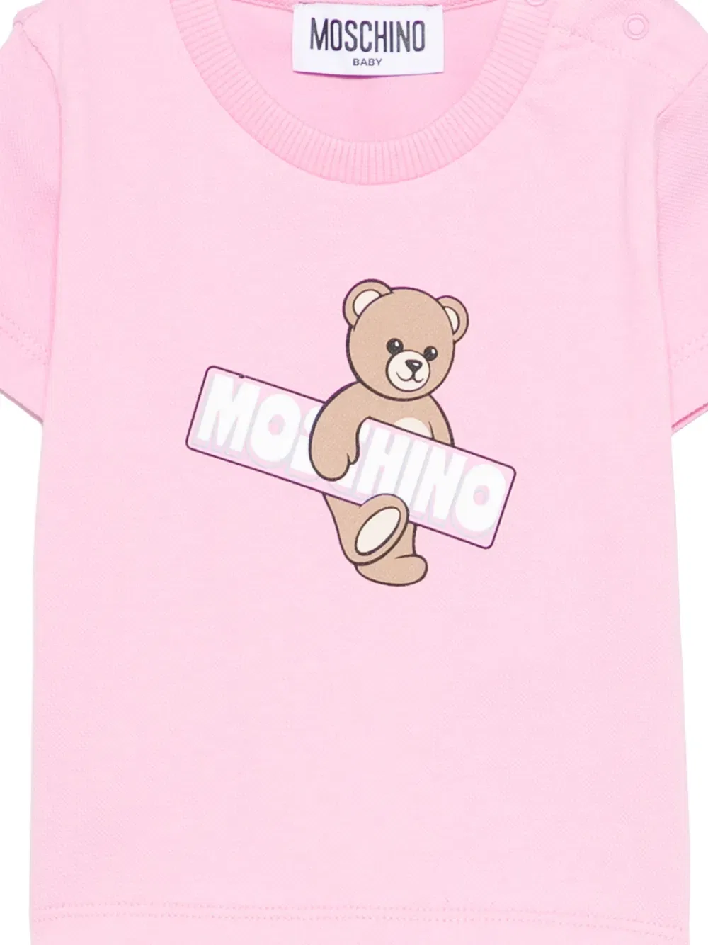 Футболка с принтом "плюшевый мишка" Moschino Kids, розовый — фото 3