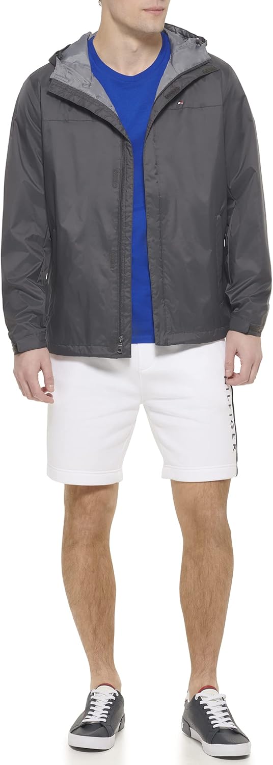 Мужская легкая дышащая водонепроницаемая куртка с капюшоном Tommy Hilfiger, Charcoal — фото 2