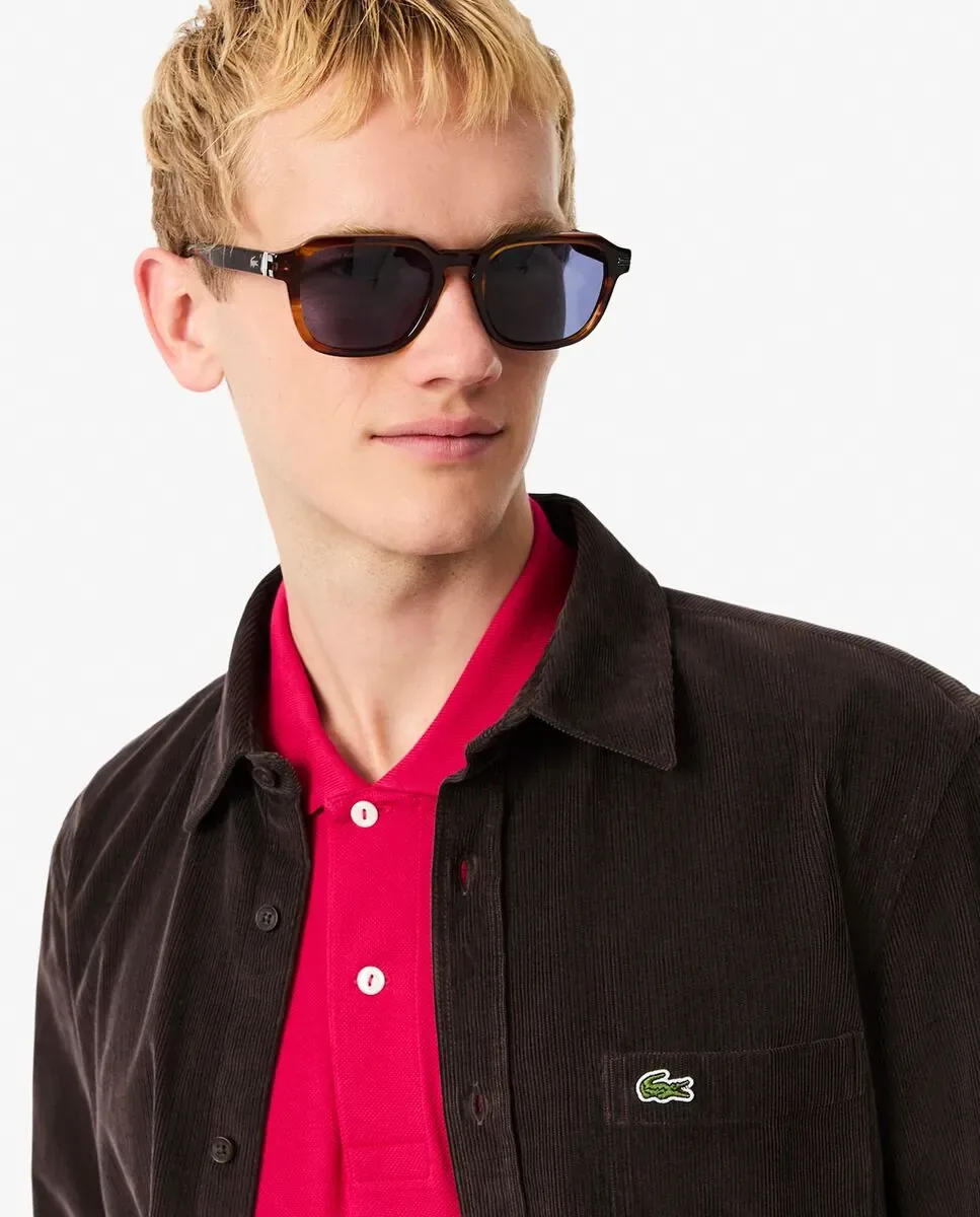 Мужская рубашка прямого кроя из бархата с длинным рукавом Lacoste, шоколадно-коричневый — фото 3