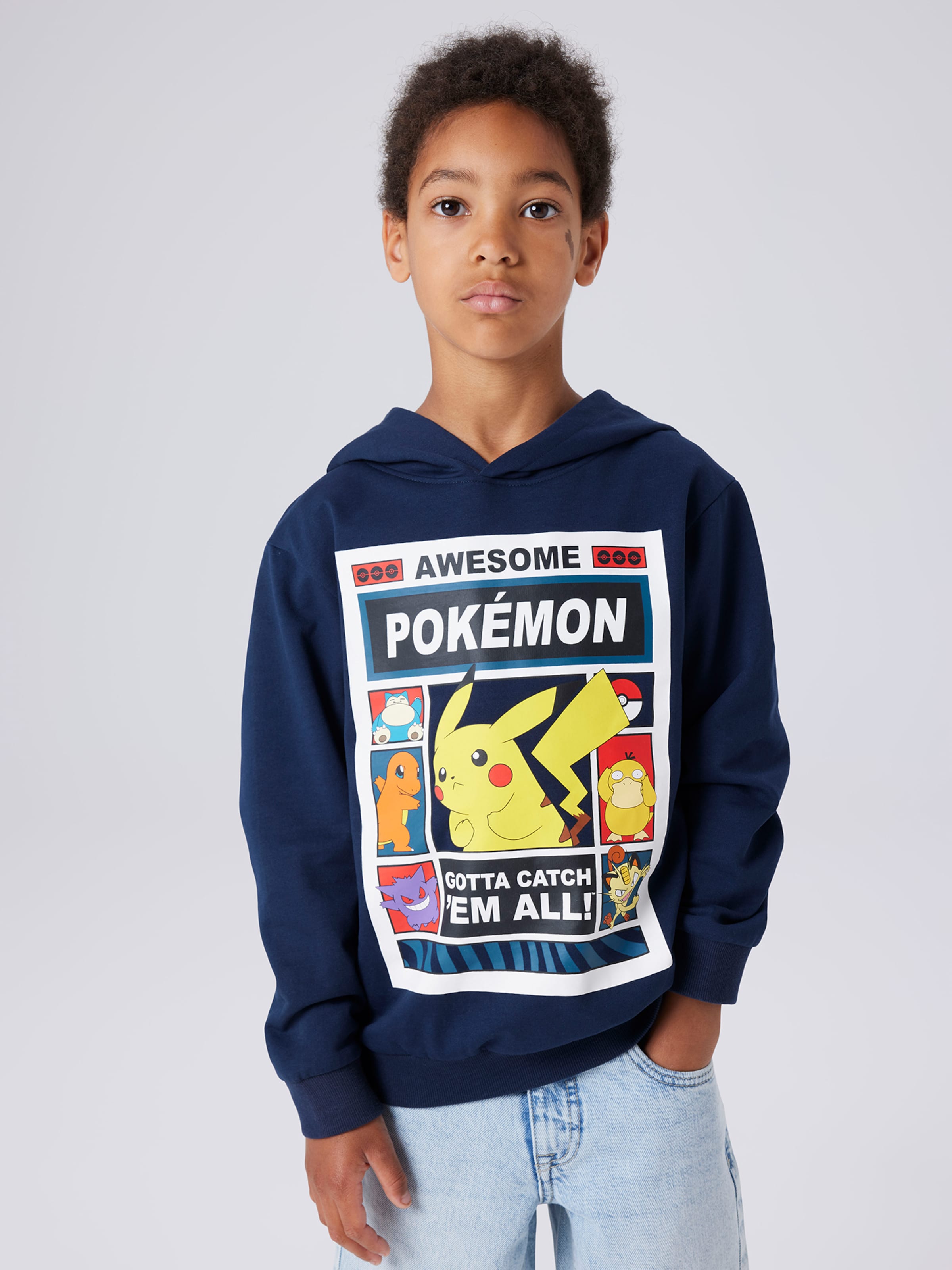 NAME IT Толстовка 'NKMDU POKEMON' в цвете Marine Blue — фото 3