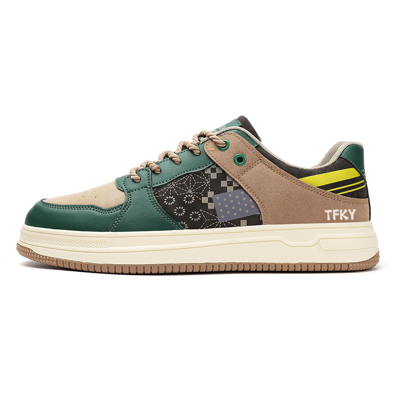 

Кроссовки Wear-Resistant Low-Top Skateboard Shoes Men's TFKY, бежево-зеленый