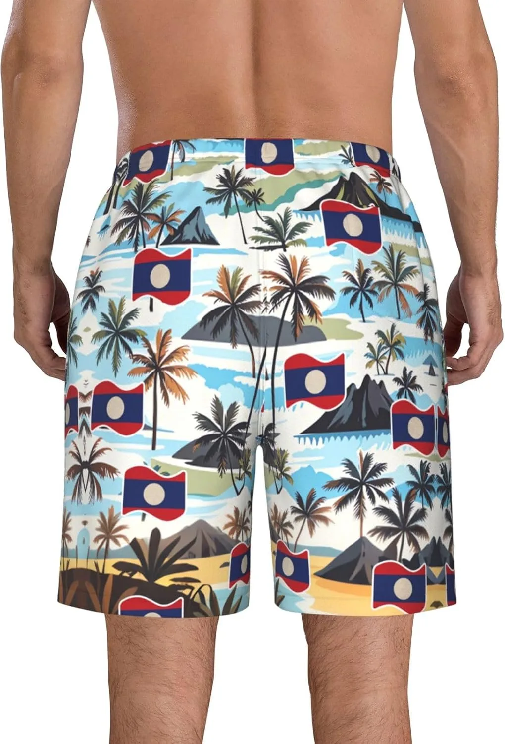 Мужские шорты для плавания Liechtenstein Liechtensteiner Board Shorts Generic, Laos Lao Flag — фото 3