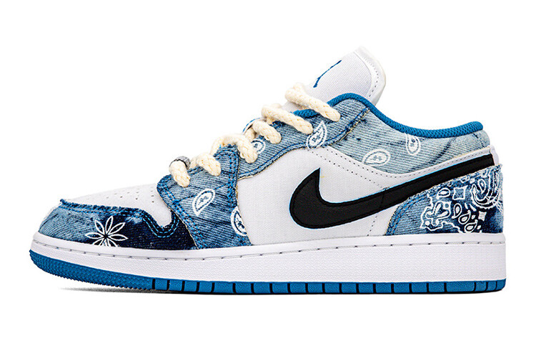Кроссовки Air JORDAN 1 Vintage Basketball Shoes Women's Low-Top White Blue
