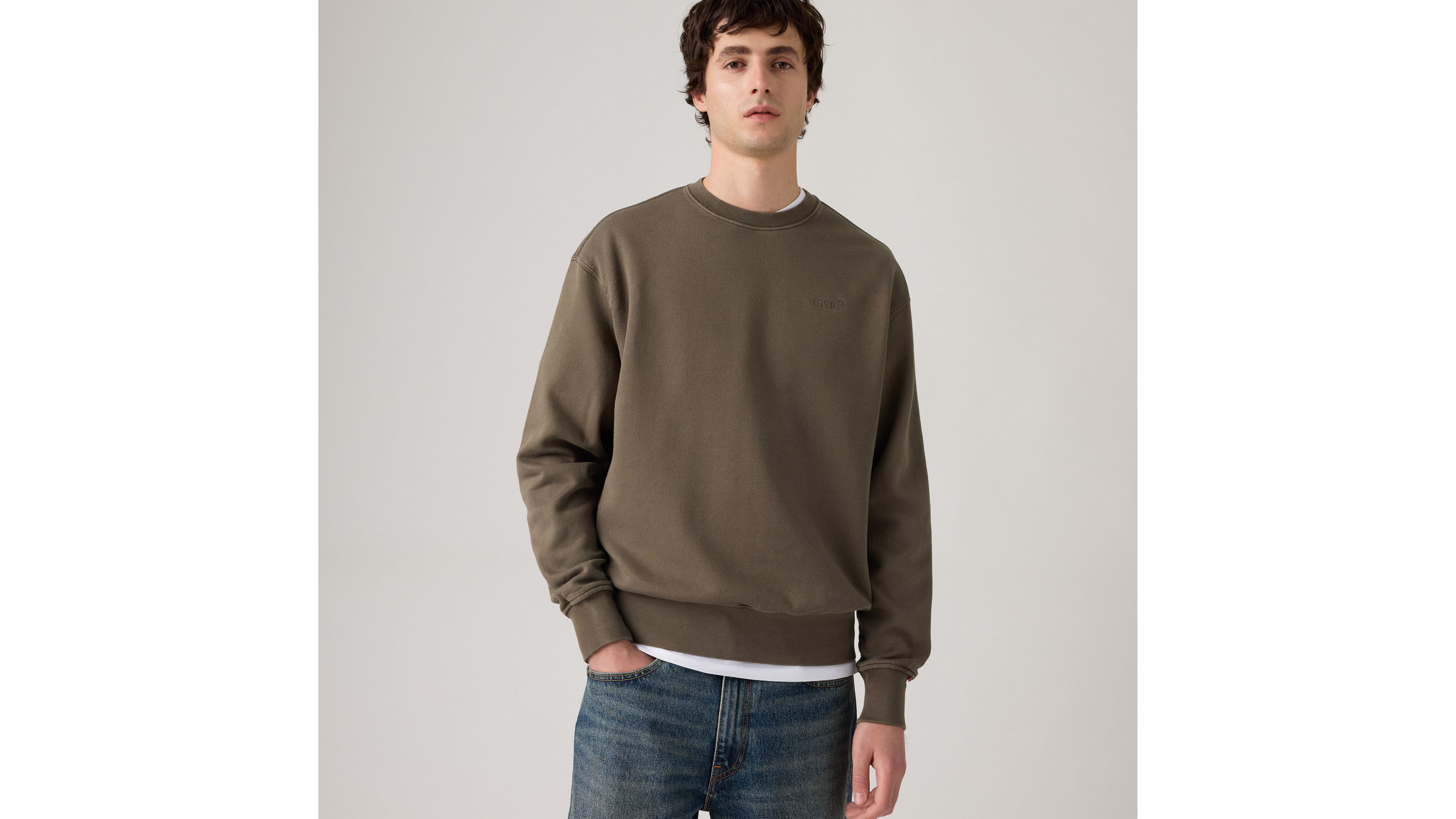 

Аутентичная толстовка с круглым вырезом Levi's, Garment Dye Khaki Green - Brown