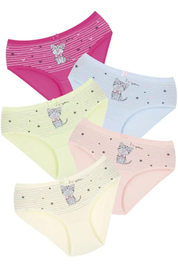 Детские трусы для девочек с принтом 5 шт Newlilla, Mixed Light Colors — фото 4
