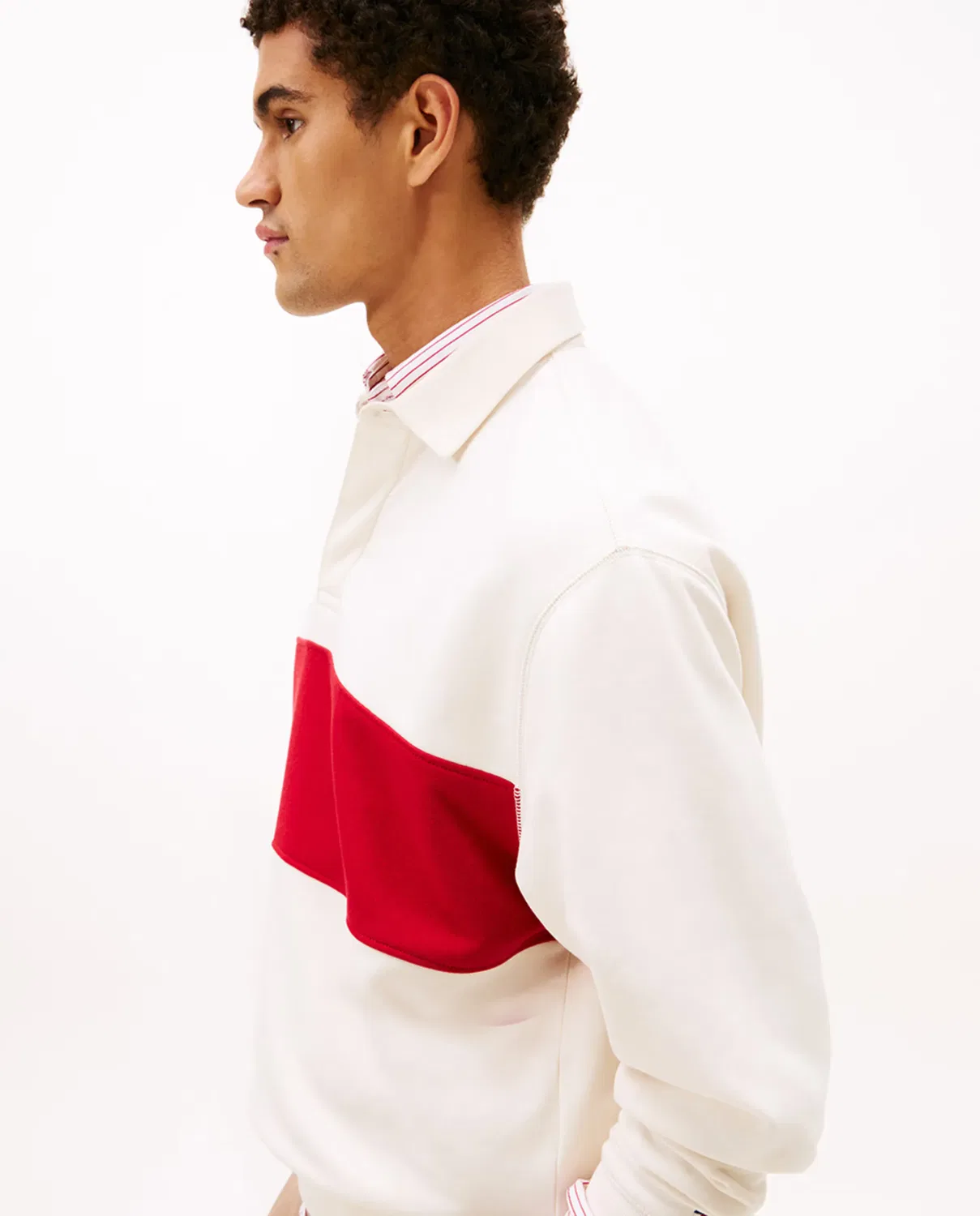 Мужская футерная толстовка-поло с принтом Tommy Hilfiger, Blanco — фото 3
