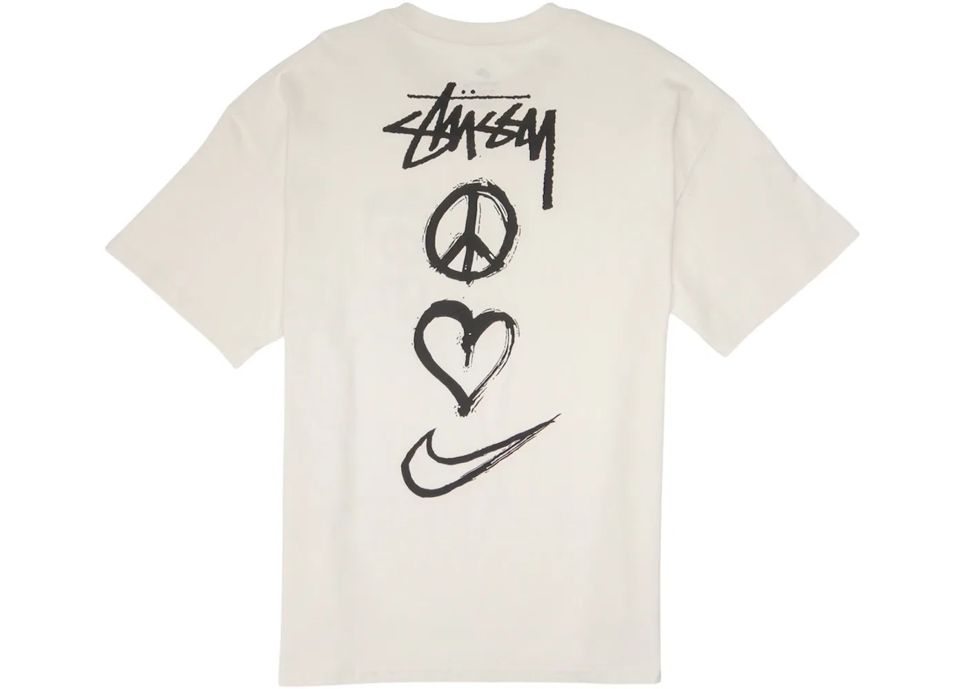 Мужская футболка с принтом Nike x Stussy Peace Love Swoosh T-shirt, White