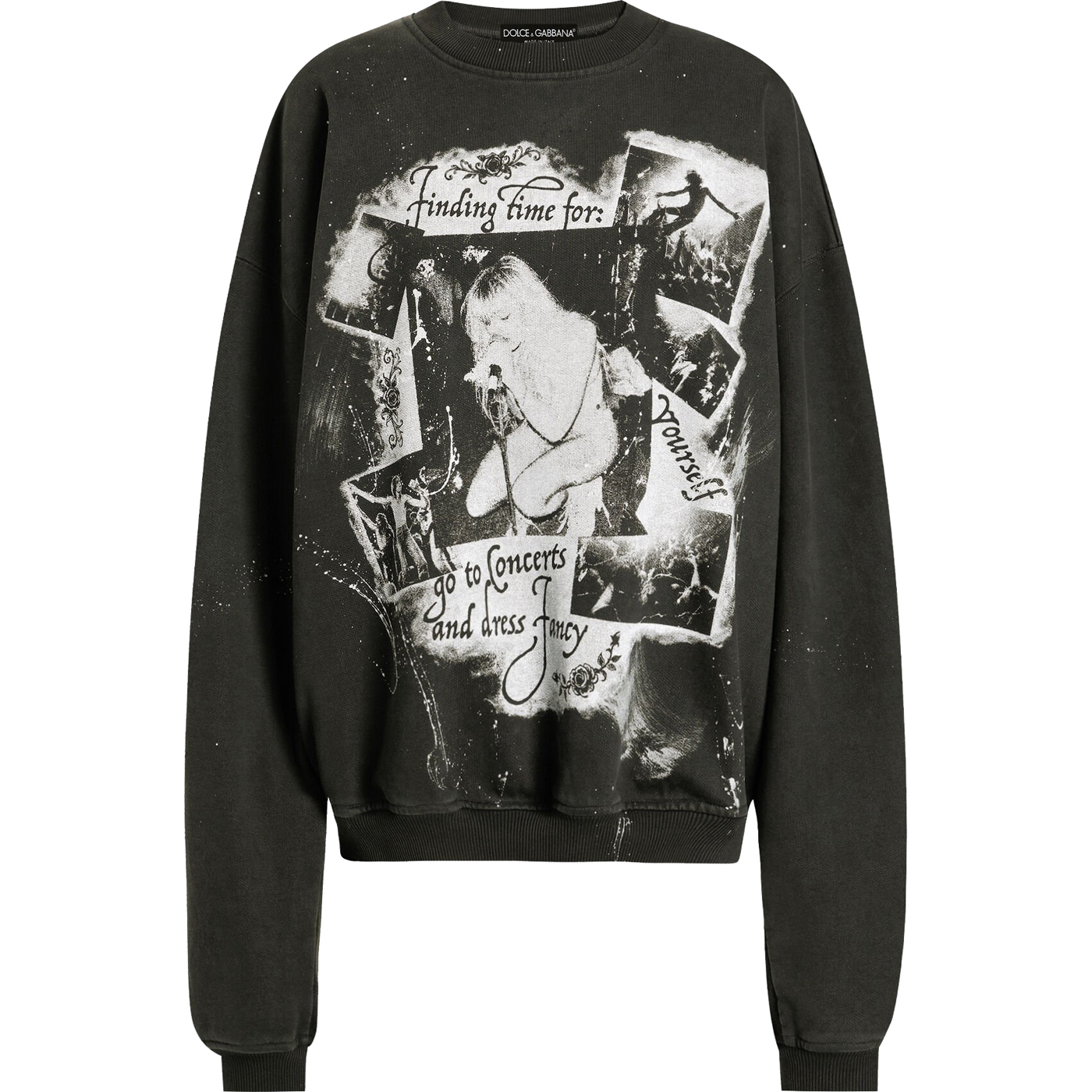 Свитшот Dolce & Gabbana Cotton Crew Neck With Print, черный