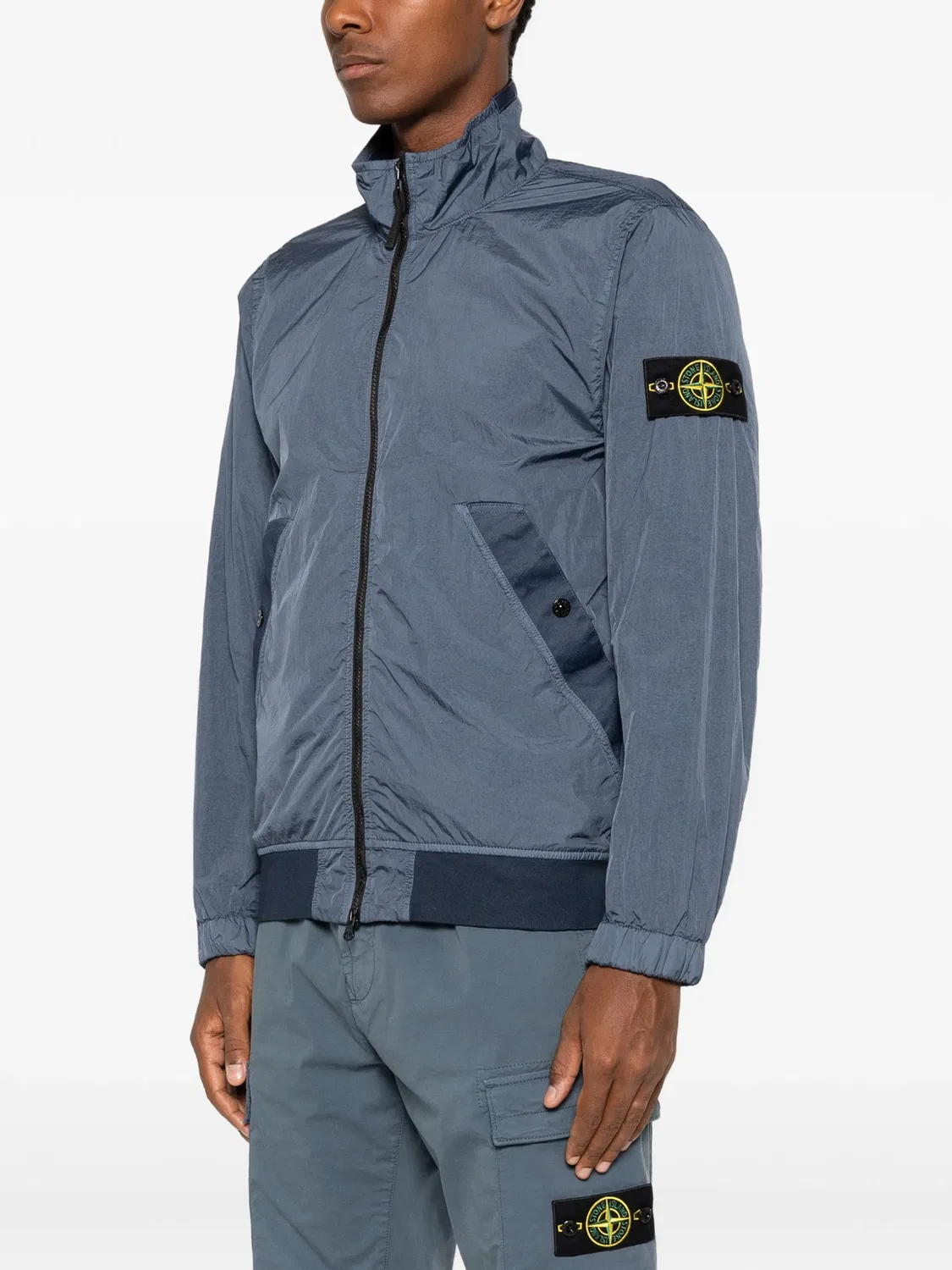 Stone Island Куртка на молнии с нашивкой, синий — фото 3