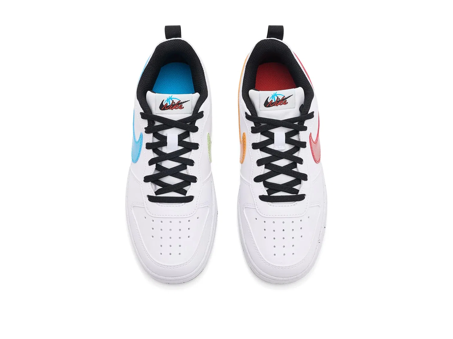 Кроссовки Court Borough Low (для больших детей) Nike Kids, White/Current Blue/Picante Red/Barely Volt/Laser Orange/Black — фото 3