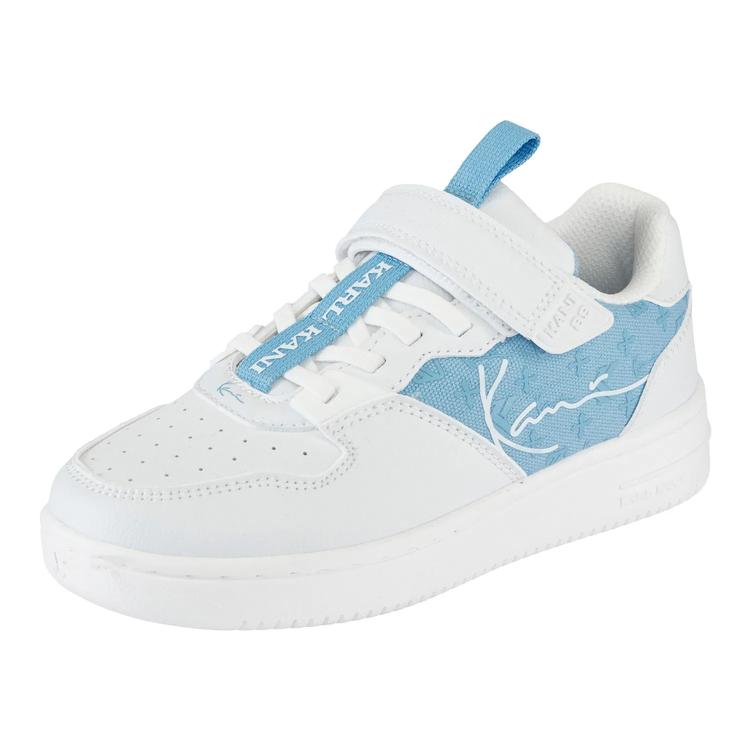 Детские кроссовки с язычком и липучкой Karl Kani, White/Light Blue