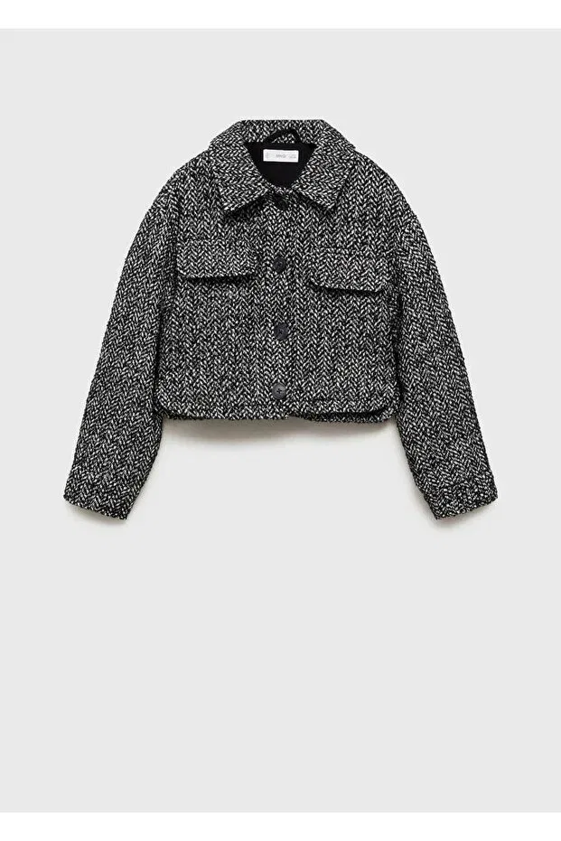 Детская куртка для девочек с длинным рукавом Mango Kids, Black — фото 3