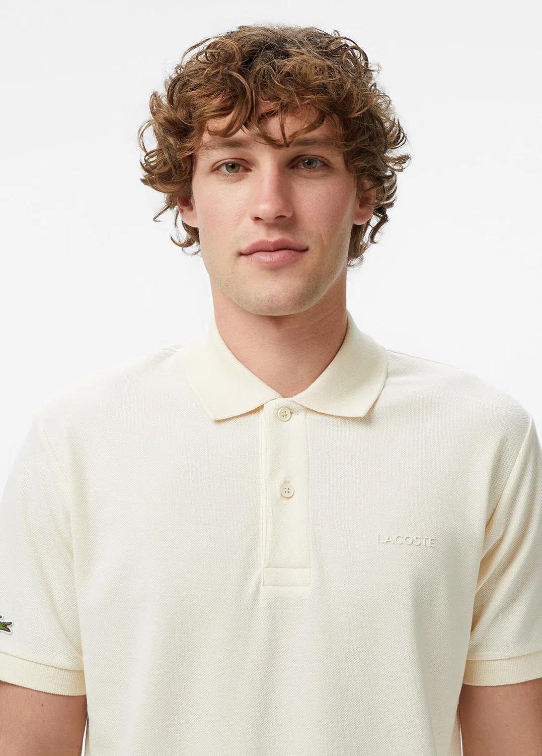 Поло Lacoste Relaxed Fit, кремовый — фото 2