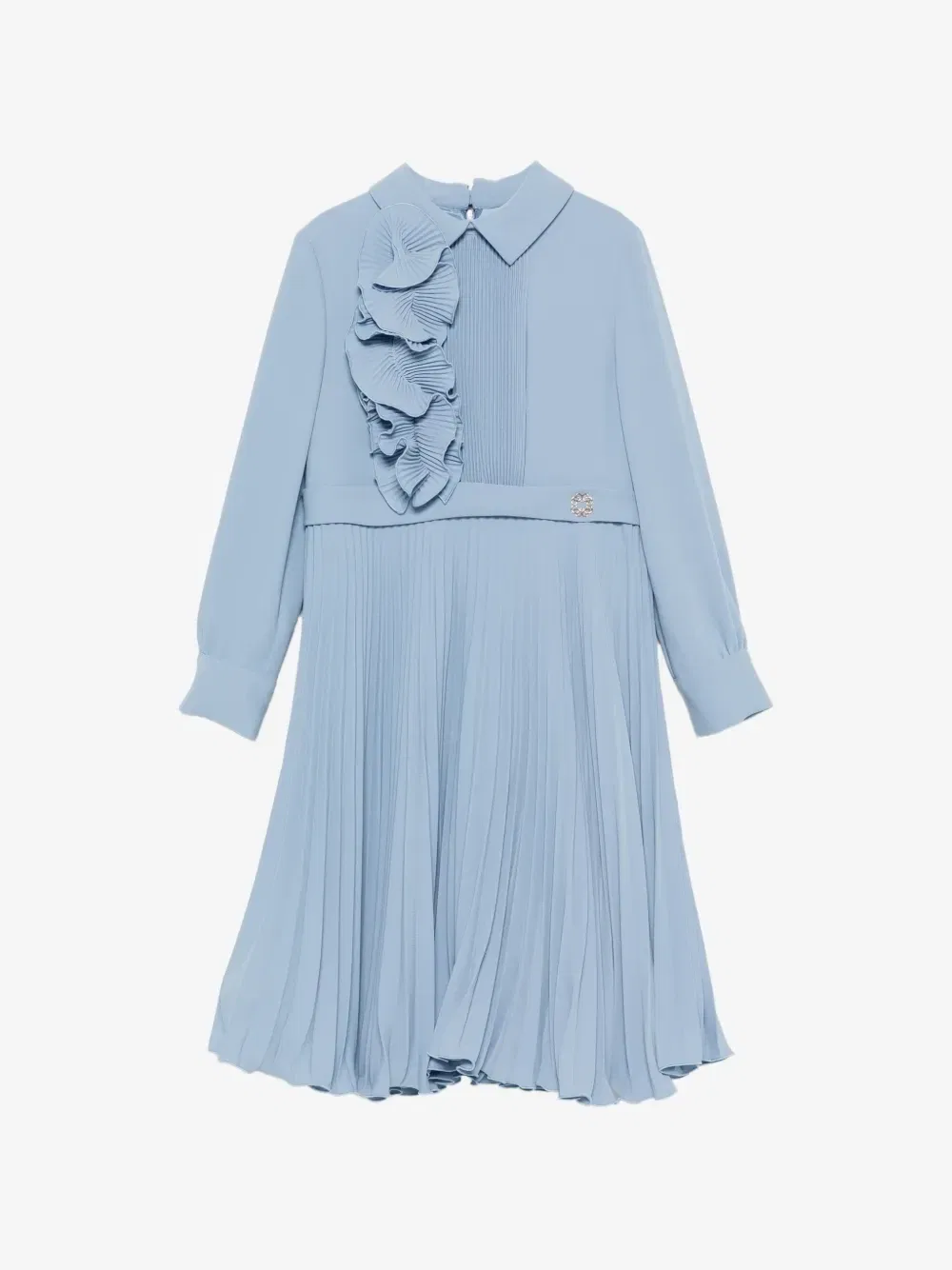 Плиссированное платье с оборками Elie Saab Junior, синий