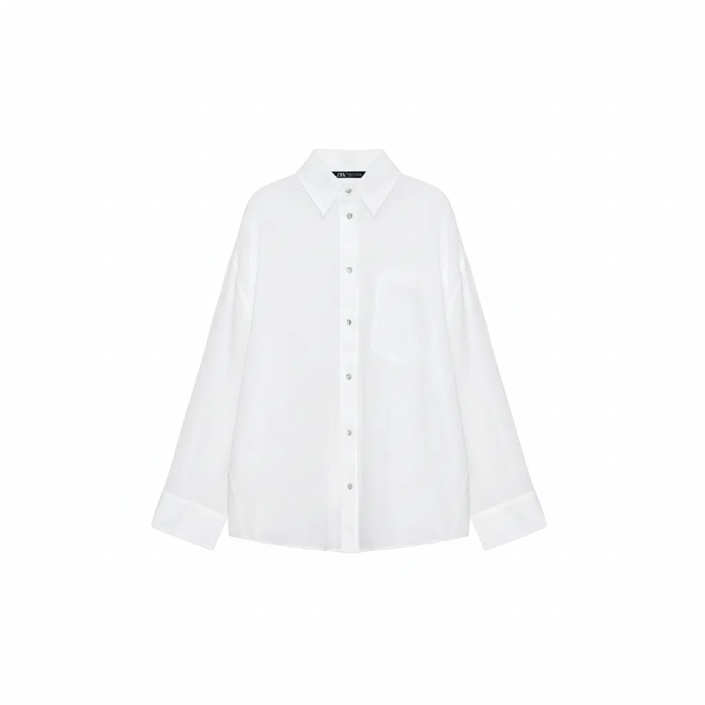 Женская рубашка с воротником белая ZARA, White
