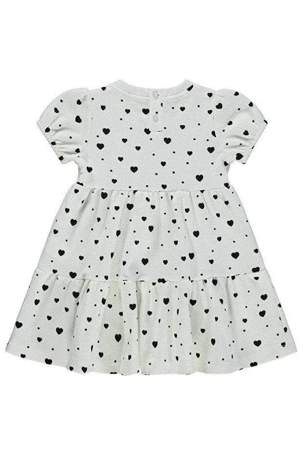 Детское платье для девочек с принтом Heart Patterned Dress Civil Girls, Ecru — фото 2