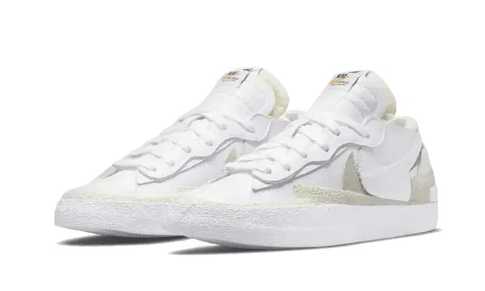 Детские кеды из лаковой кожи Blazer Low Sacai Nike, White Sail — фото 2