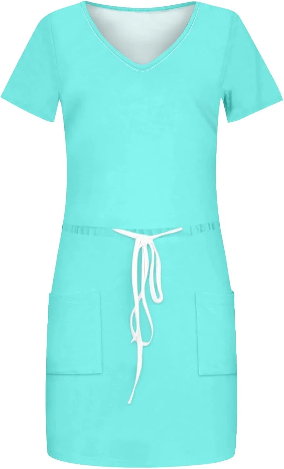Женское платье мини с полосками и завязками на талии, Light Blue — фото 4