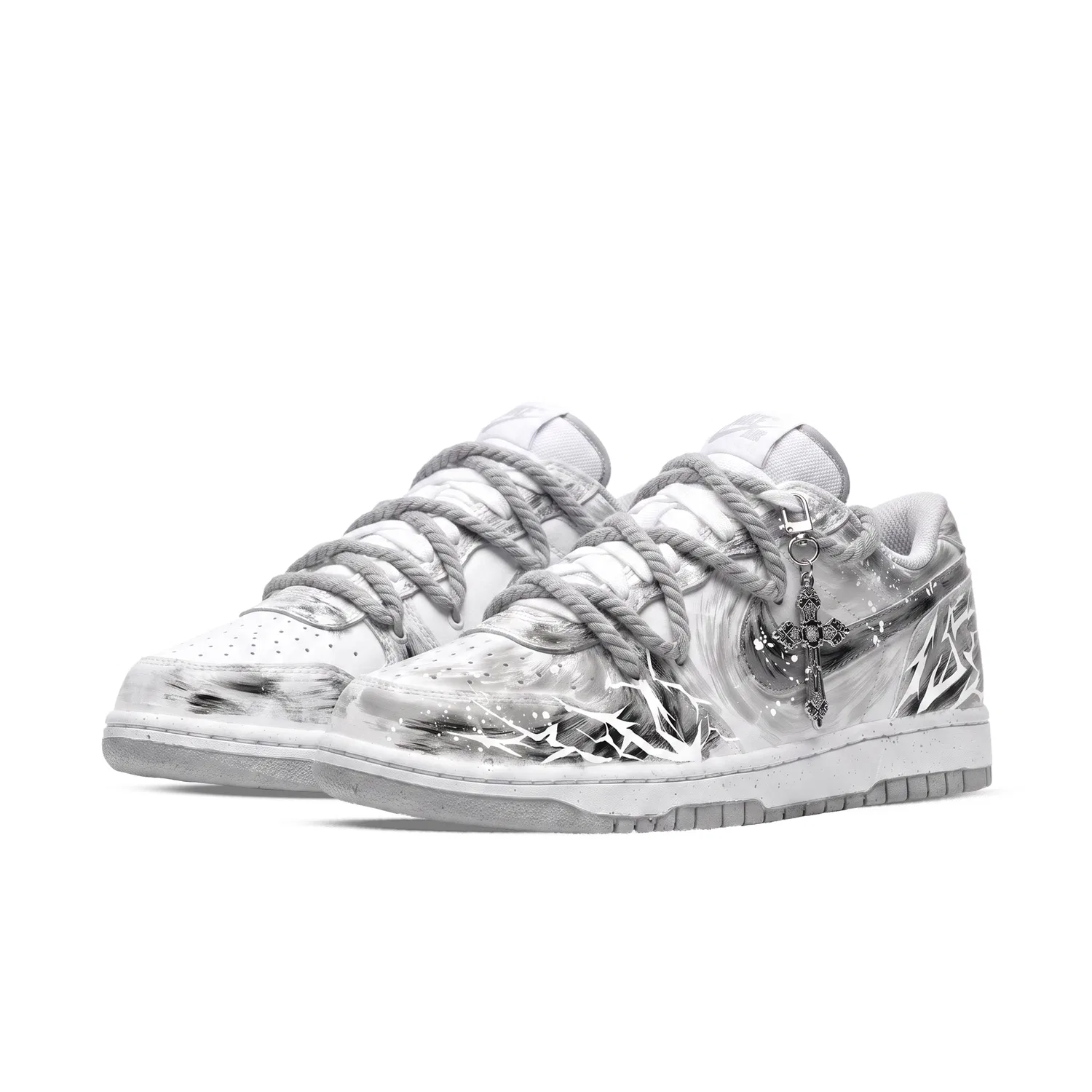 Скетборд-кроссовки детские с низким верхом Big Skateboard Shoes, Nike, Black White Gray — фото 4