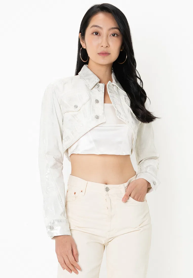 Куртка джинсовая укороченная, Foil Zara, серебро