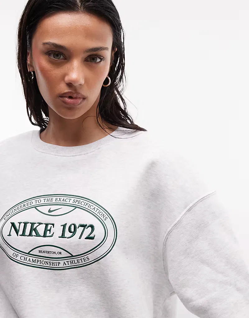 Свободная толстовка Nike Phoenix Fleece с теннисным принтом, светло-серый — фото 4