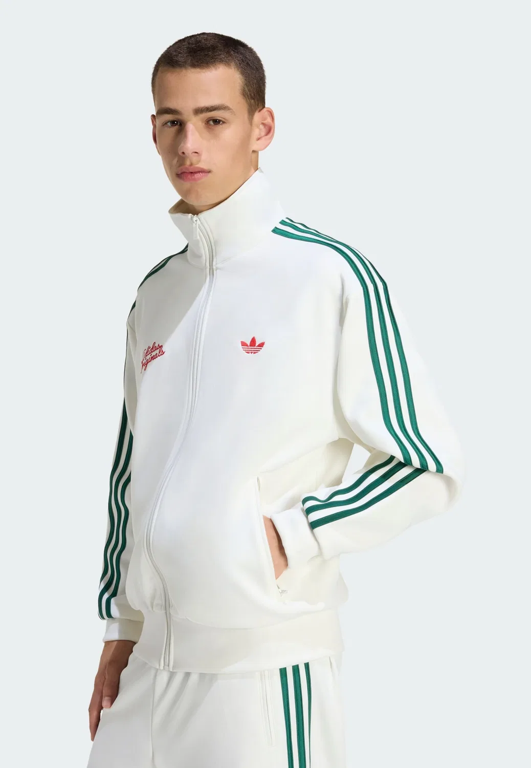 Толстовка на молнии Adidas Originals Firebird белого цвета — фото 4