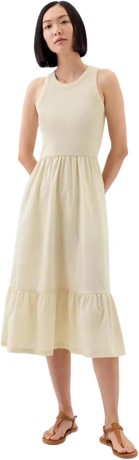 Женское платье миди из смесового льна Gap, Chino