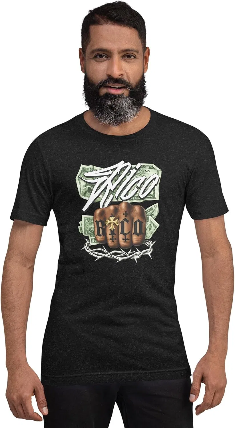 Унисекс футболка с христианским принтом R.I.C.O., Black Heather