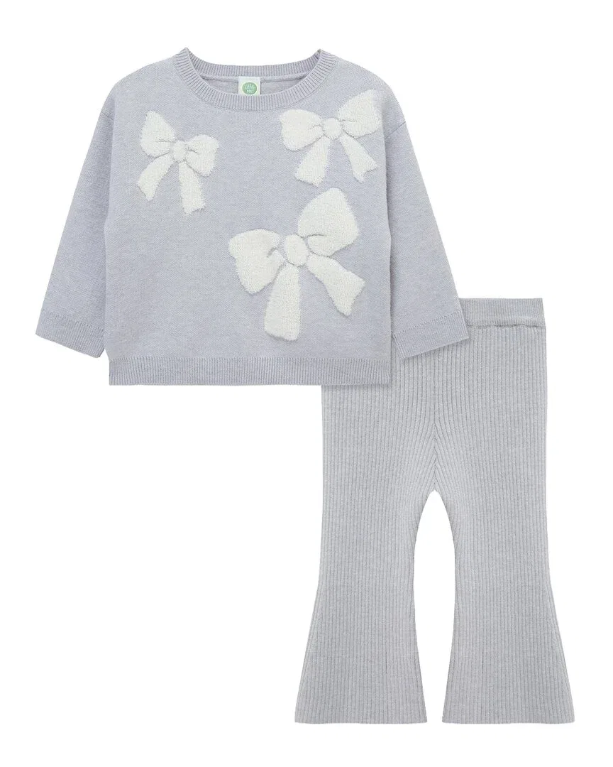 Детский комплект свитера и брюк с бантом Bow Sweater Set Little Me, серый