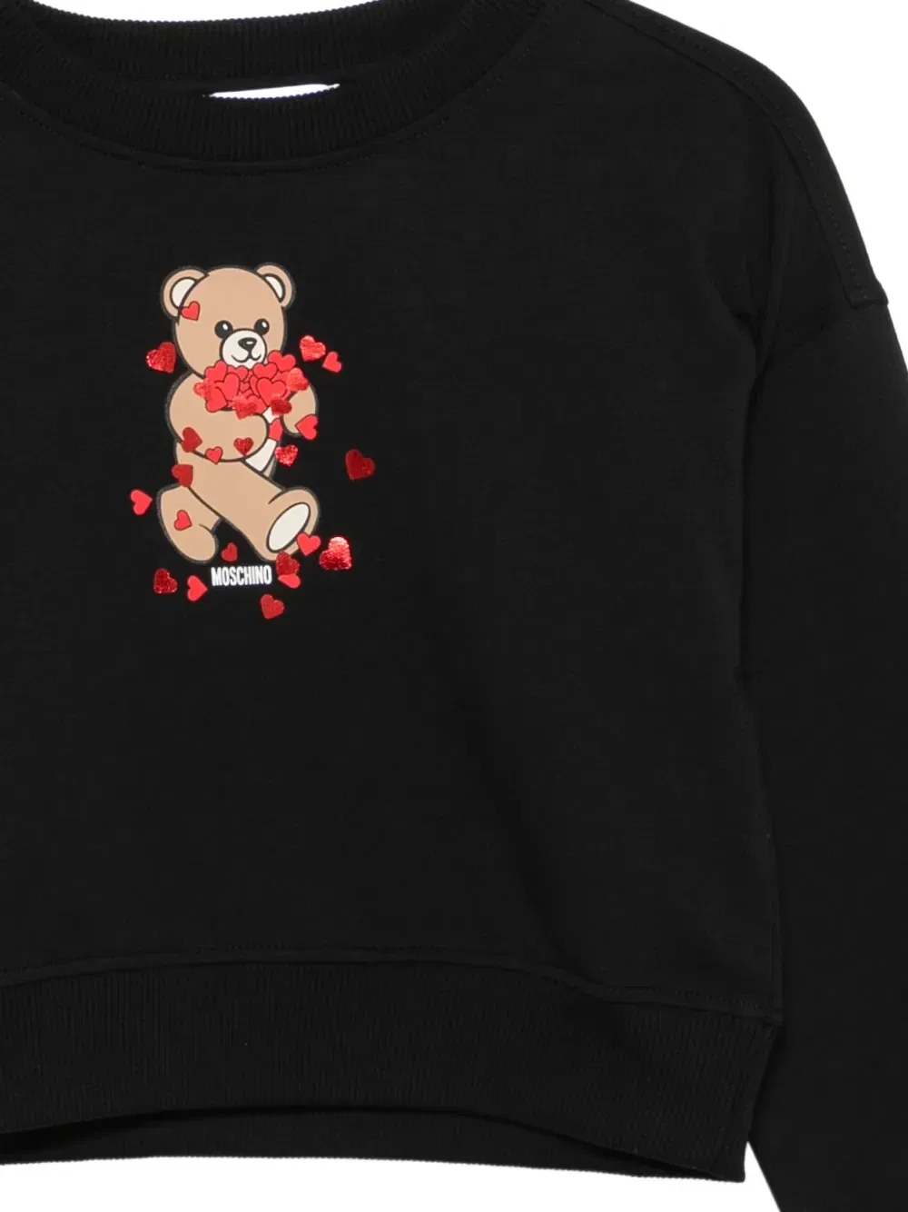 Толстовка с принтом сердца и мишки Teddy Bear Moschino Kids, черный — фото 3