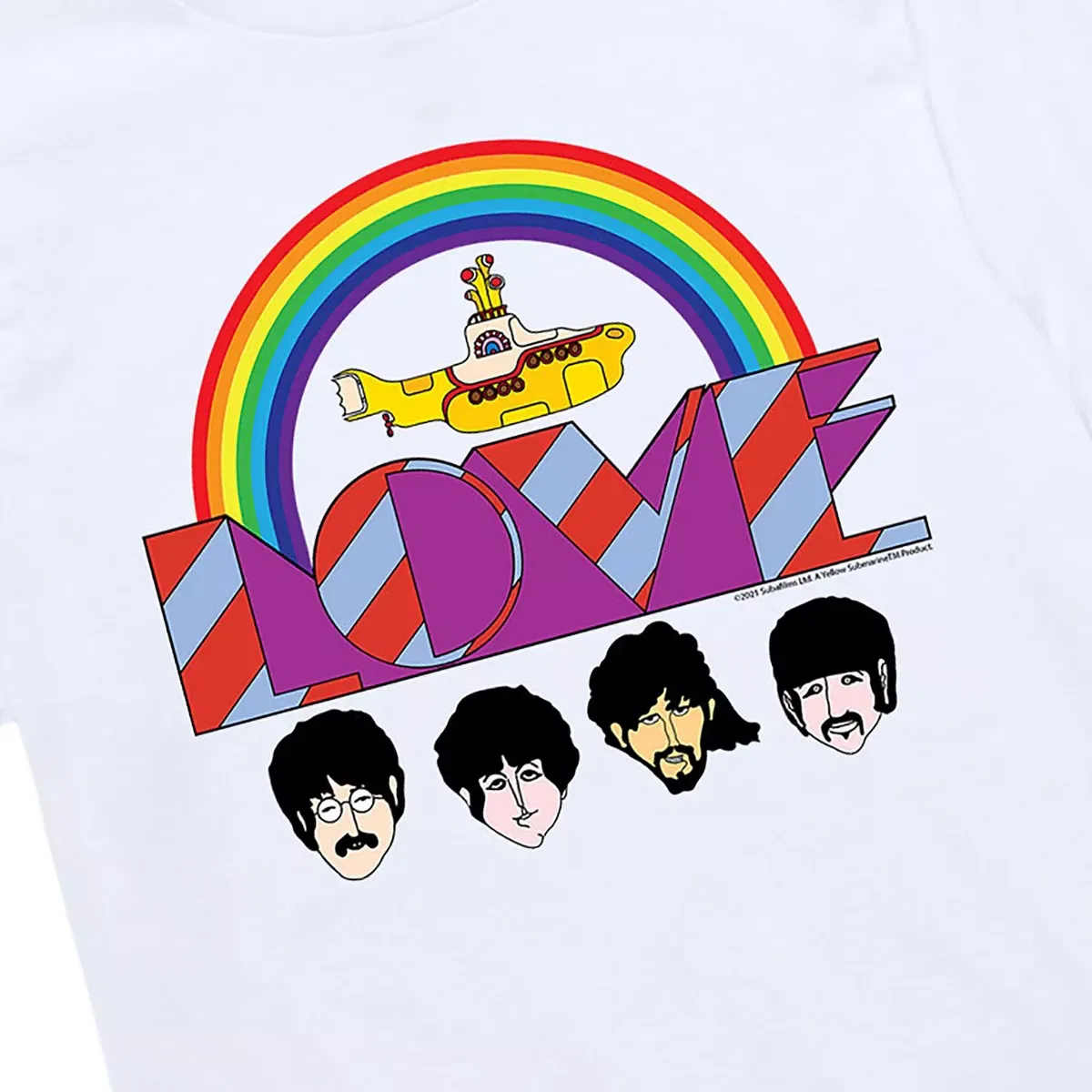Детская футболка с принтом The Beatles Yellow Submarine Rainbow, The Beatles, White — фото 2
