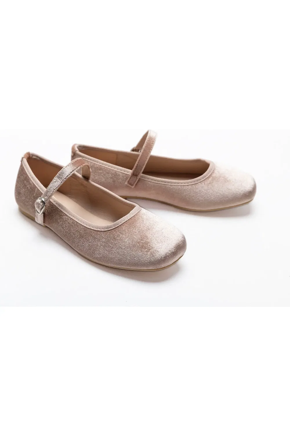 Детские туфли балетки на плоской подошве Michelle Satin Velvet Tulleen, Powder — фото 3
