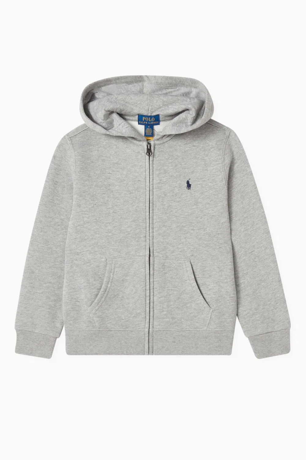Худи на молнии из хлопковой смеси Logo Zip Polo Ralph Lauren, серый