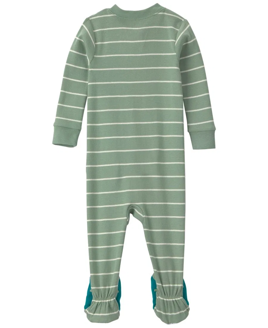 Детский слип с ножками на молнии, с длинным рукавом, модель Dino Striped Carter's, Green — фото 2