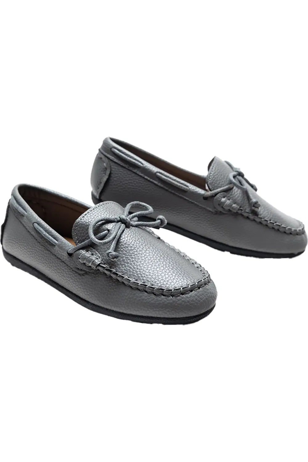 Детские туфли лоферы кожаные Moccasin MOUSTACHE, серый