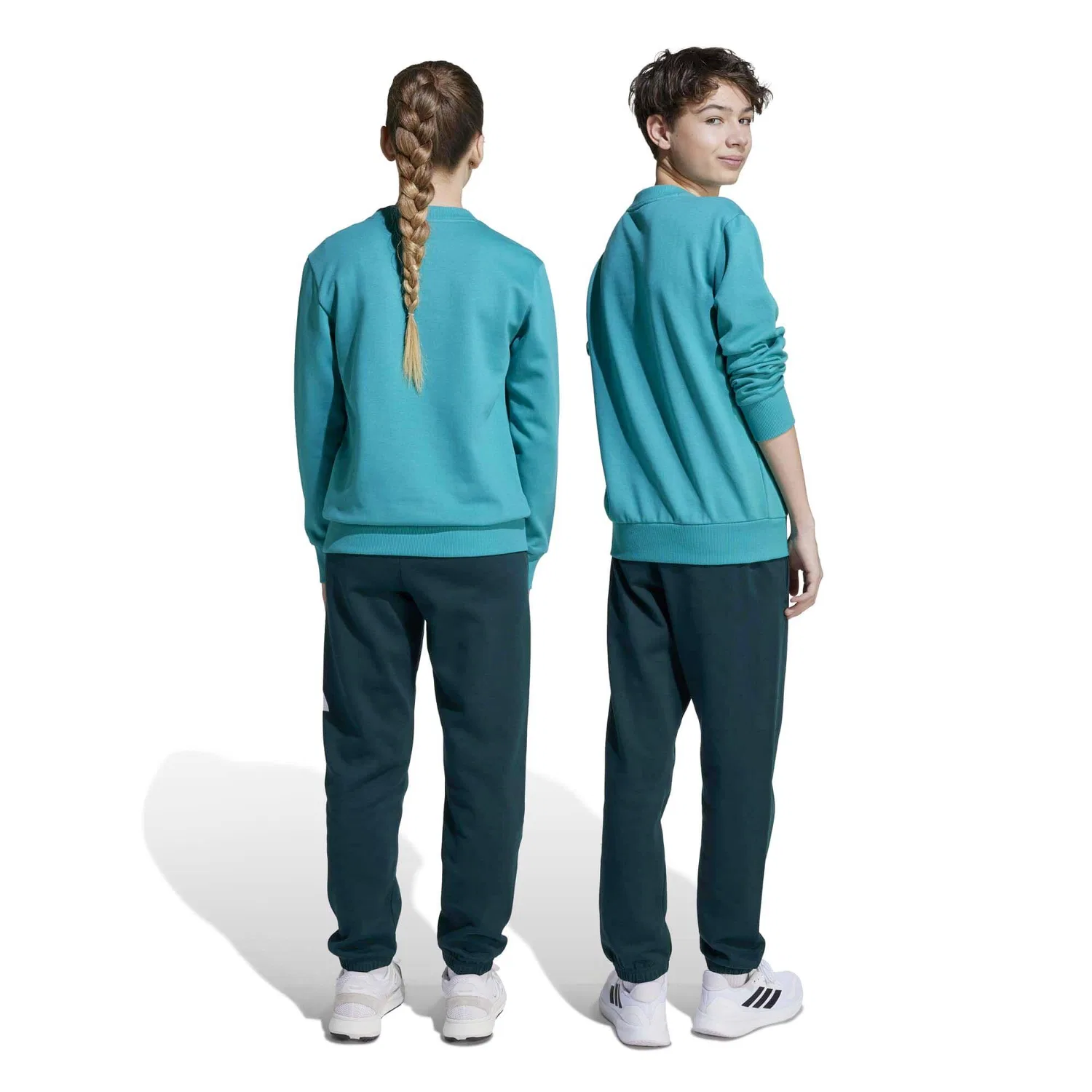 Детский спортивный костюм с флисом adidas J BL FL JOG 240, Turkis Weiss Schwarz — фото 3