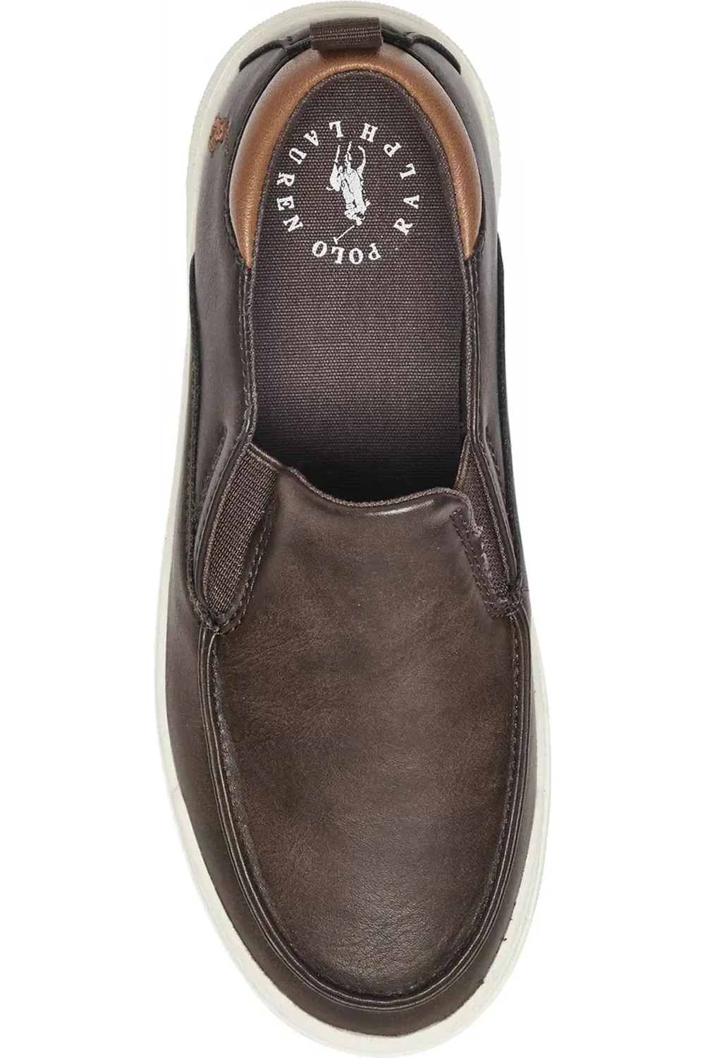 Детские кроссовки slip-on с вышивкой Filip Ralph Lauren, Chocolate/Tan — фото 4