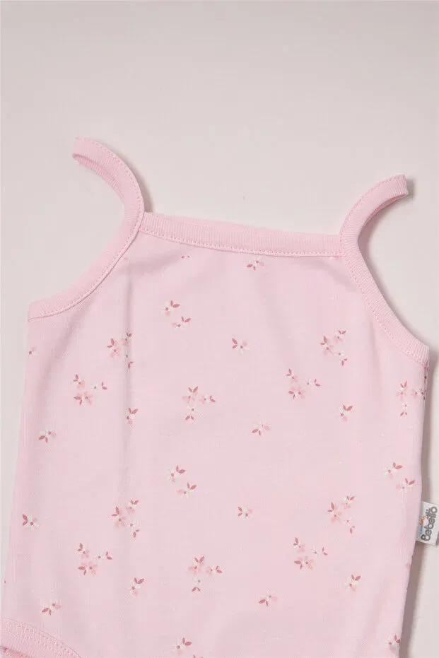 Детское боди для новорожденных с принтом Interlock corded strap bodysuit with moon print (flower garden) Bebetto, Pink — фото 3