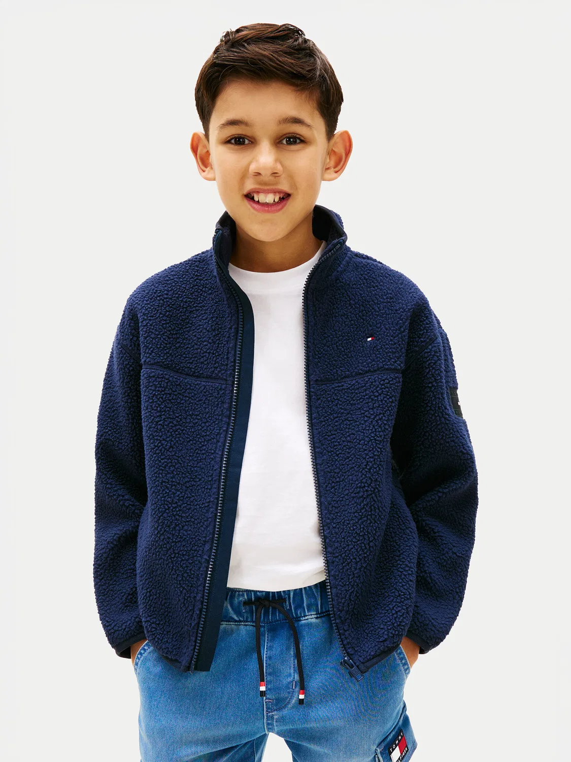 Флисовая куртка стандартного кроя для мальчика Tommy Hilfiger, темно-синий