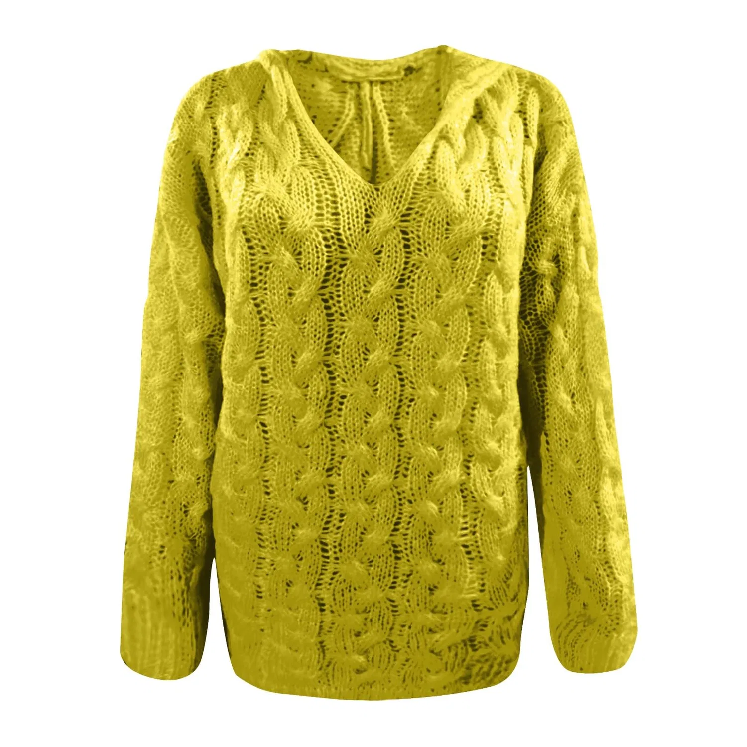 Женский свитер с V-образным вырезом Winter Warm Sweaters, Yellow — фото 4