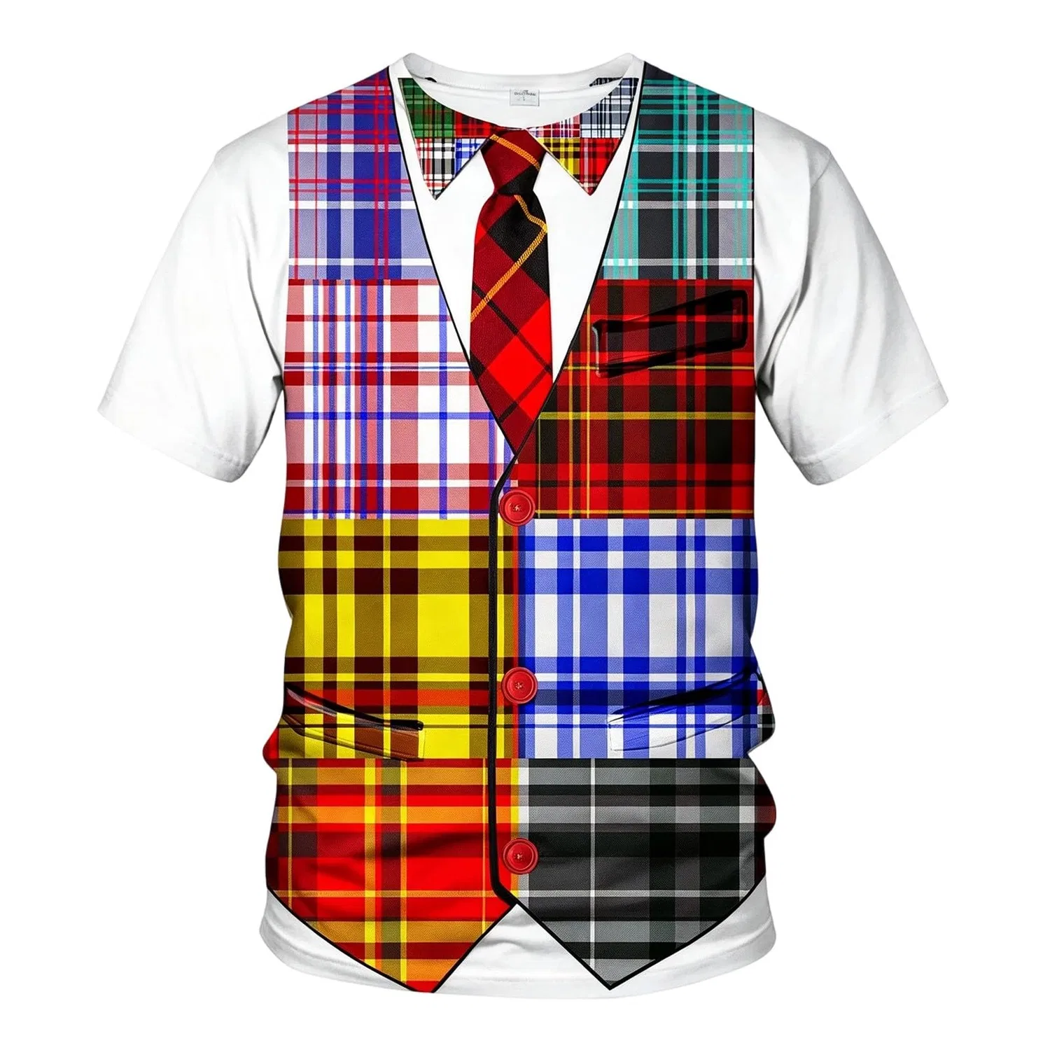 Мужская футболка с принтом смокинг с галстуком, модель Tuxedo T-Shirt Crew Neck Tie 3D Printed Summer Casual Funny Short Sleeve Shirt Tees Top Party Party for Men S-3XL #i413, 04#red