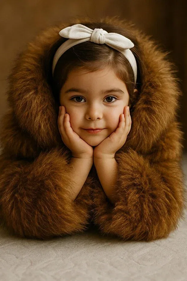 Детское зимнее пальто для девочек с искусственным мехом Fur Collar Kürkzone, Brown